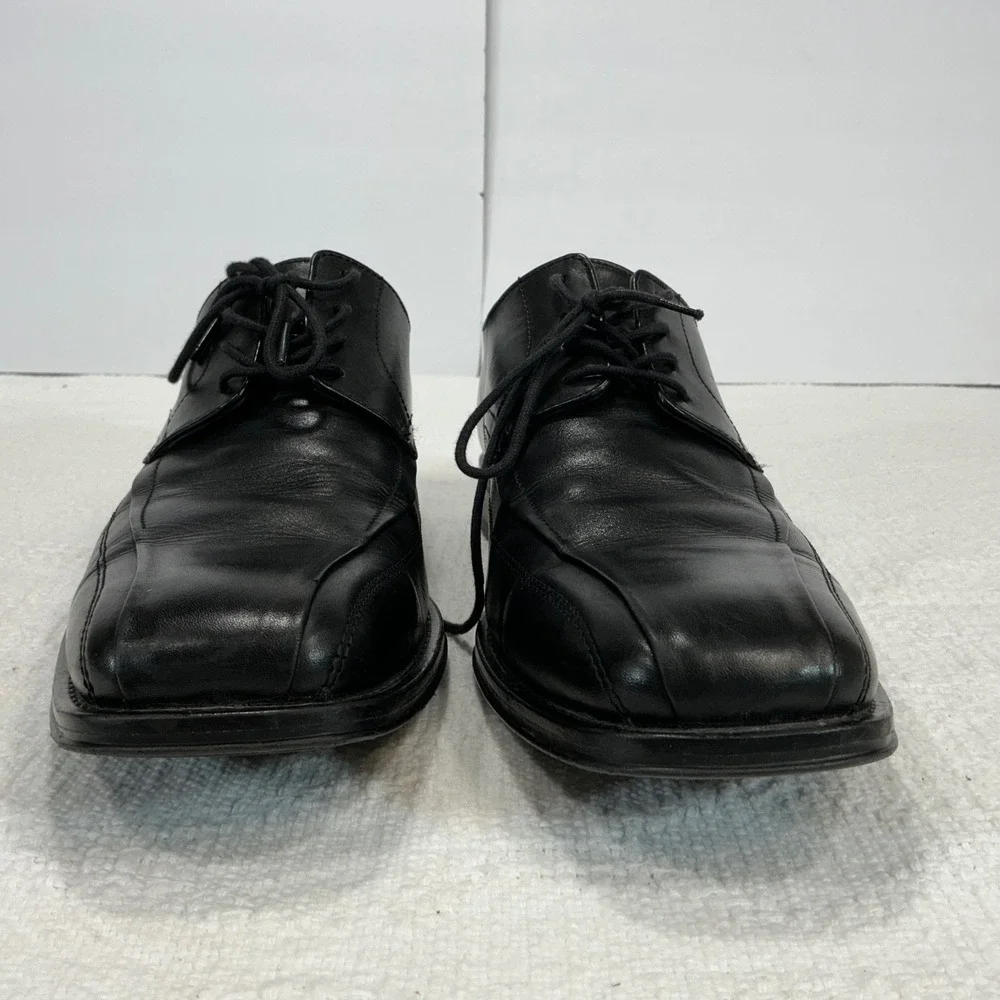 Johnston &‎ Murphy Black Leather Square Toe Lace Up Dress Shoes Men's 10M